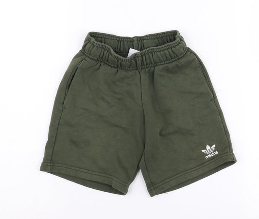 Adidas Boys Green Athletic Shorts 5-6 Years