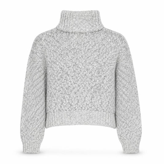 Hollister Women's Grey Chunky-Knit Roll Neck Jumper, S