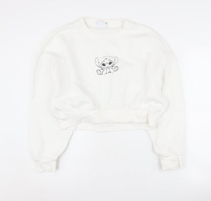 Preloved Primark Disney Stitch Women's White Pullover Sweatshirt - Front