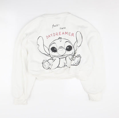 Preloved Primark Disney Stitch Women's White Pullover Sweatshirt - Back