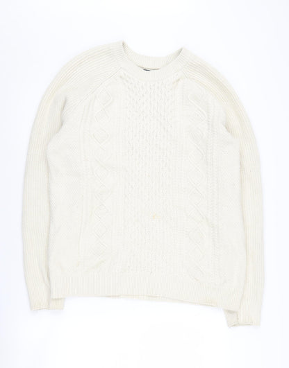 Gap Women's Ivory Cable-Knit Pullover Jumper, Size L