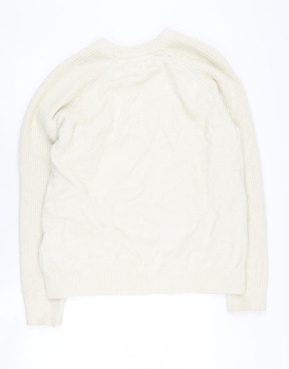 Gap Women's Ivory Cable-Knit Pullover Jumper, Size L