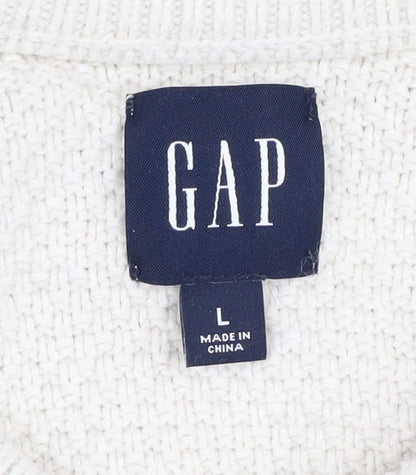 Gap Women's Ivory Cable-Knit Pullover Jumper, Size L