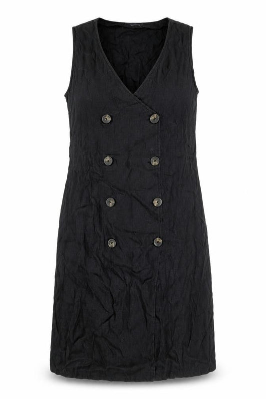 Violeta by Mango Women's Black Sleeveless Linen Dress M