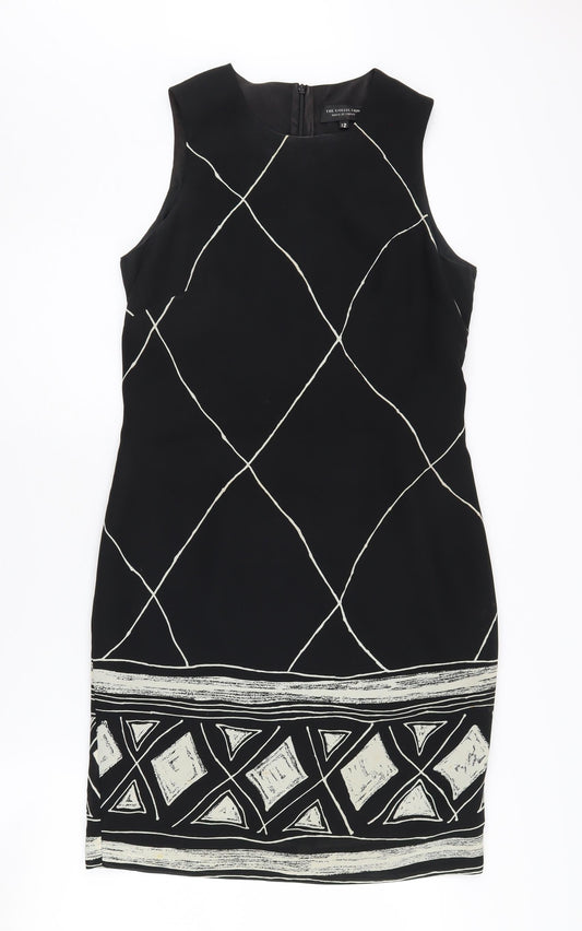 House of Fraser Women's Black Geometric Sleeveless Dress, Size 12