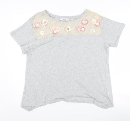Marks & Spencer Women's Grey Embroidered T-Shirt Size 14