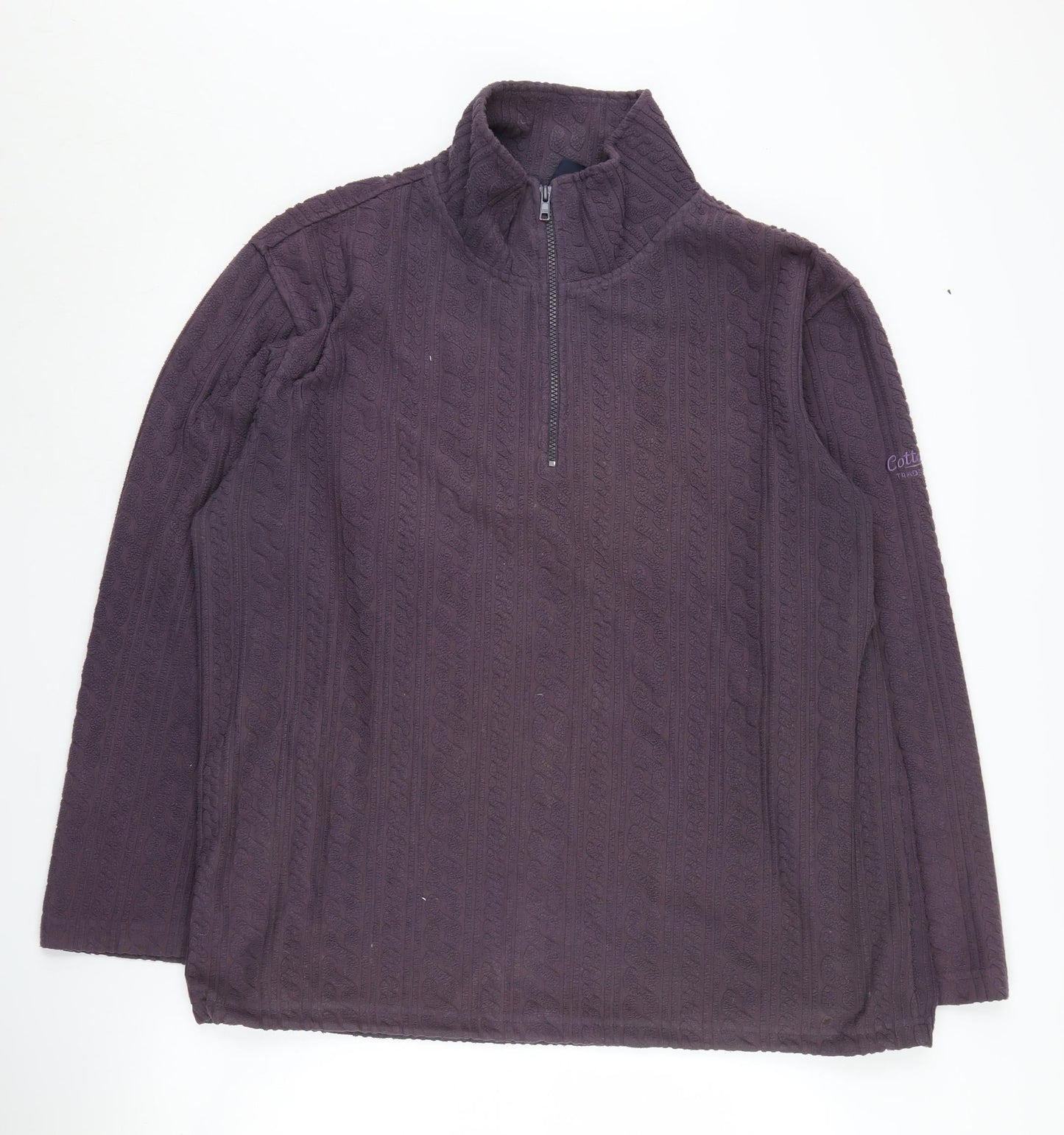 Cotton Traders Men's Purple 1/4 Zip Sweatshirt - L