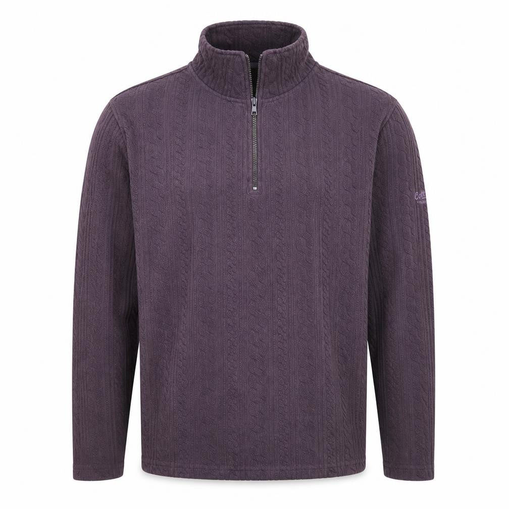 Cotton Traders Men's Purple 1/4 Zip Sweatshirt - L