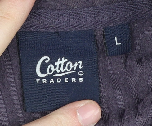 Cotton Traders Men's Purple 1/4 Zip Sweatshirt - L