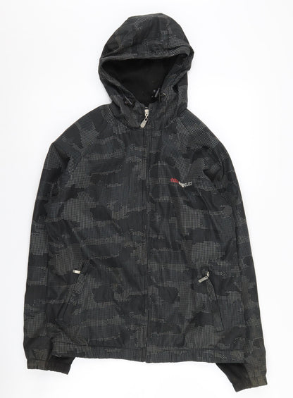 Additional front view of Air Max Ltd boys’ black hooded camouflage jacket m
