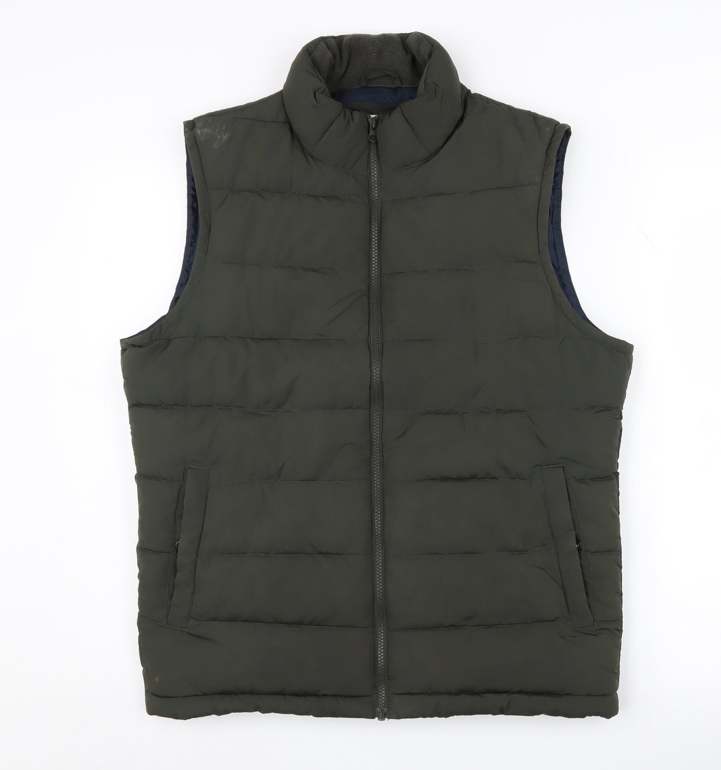 GAP Men's Green S Puffer Waistcoat with Zipped Pockets