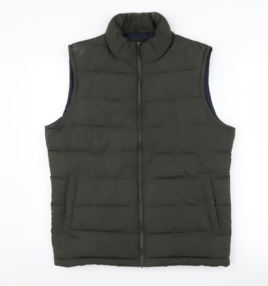 GAP Men's Green S Puffer Waistcoat with Zipped Pockets
