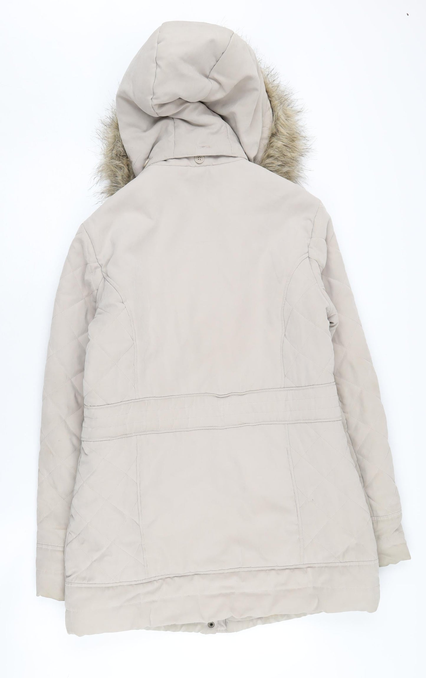 BHS Women's Beige Hooded Puffer Coat Size 10