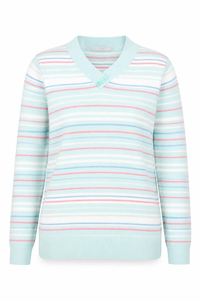 EWM Women's Multicoloured Striped Pullover Jumper, Size 10