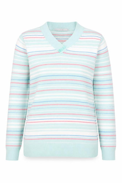EWM Women's Multicoloured Striped Pullover Jumper, Size 10
