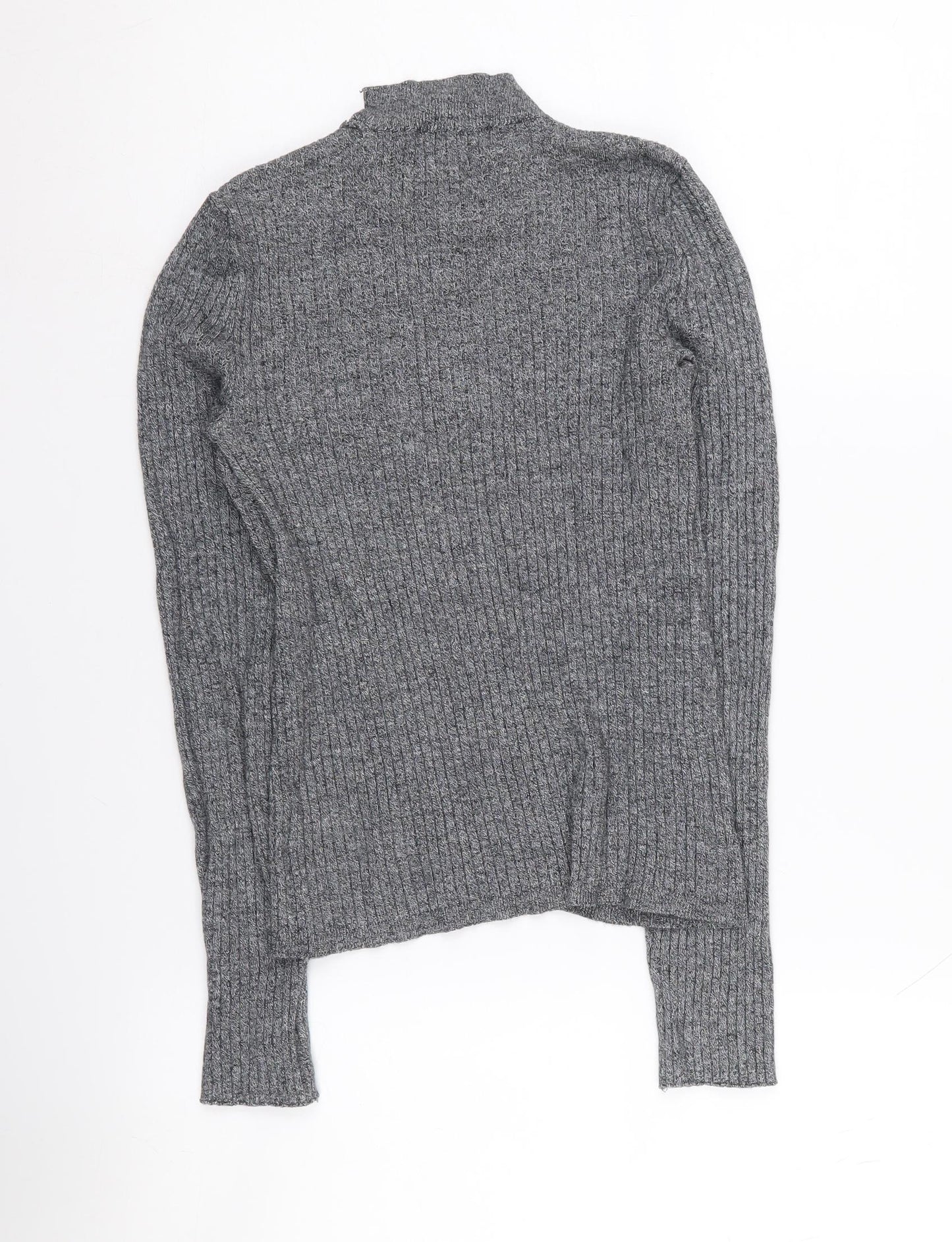 Bershka Women's Grey Mock Neck Long Sleeve Jumper M