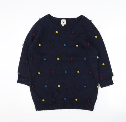 Yumi Women's Blue Polka Dot Knit Pullover Jumper Size 14