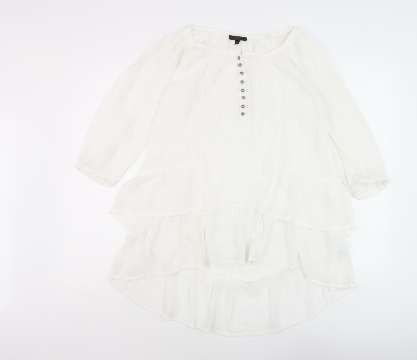 Women's White Tunic Blouse - 3/4 Sleeve, Relaxed Fit