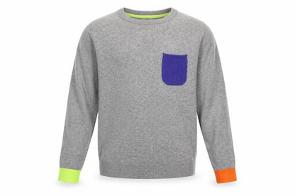 Boden Girls Grey Colourblock Pullover Jumper, Size 9-10 Years
