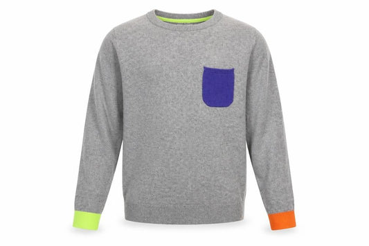 Boden Girls Grey Colourblock Pullover Jumper, Size 9-10 Years
