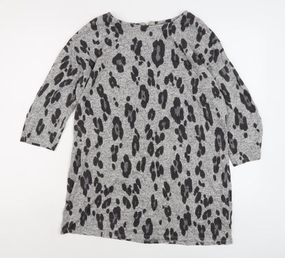 Additional front view of Principles Women's Grey Animal Print Jumper