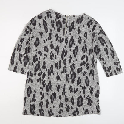 Back view of Principles Women's Grey Animal Print Jumper