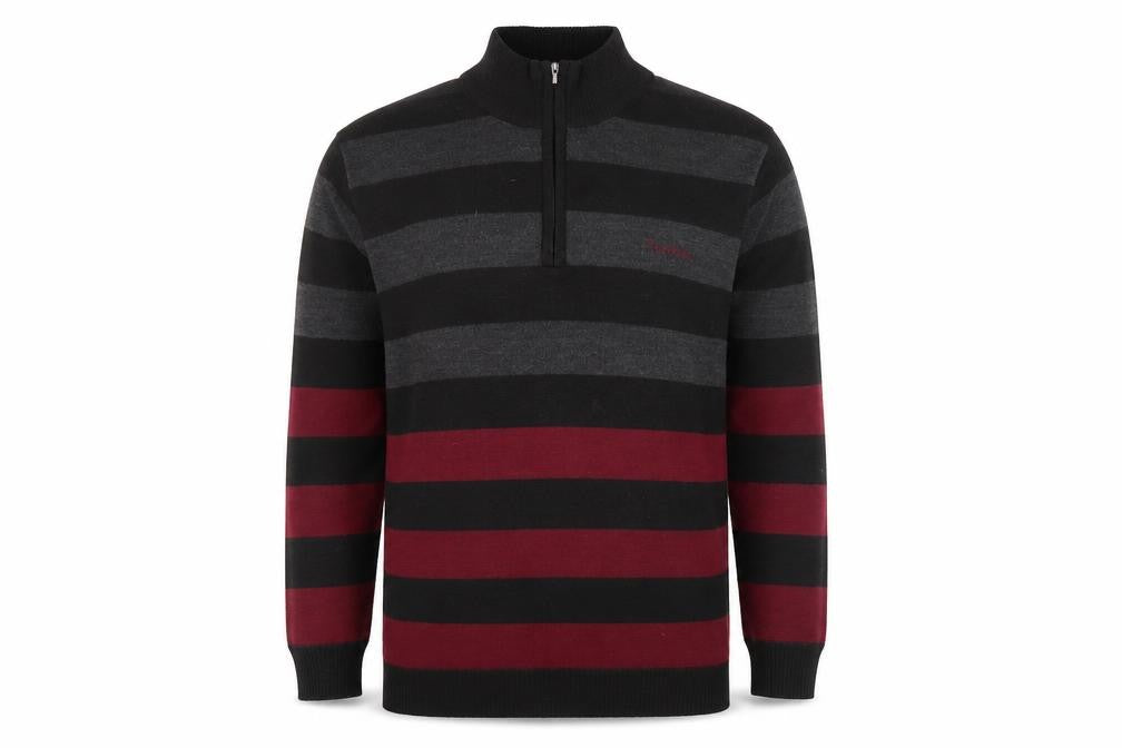 Pierre Cardin Men's Black Striped 2XL Full Zip Jumper