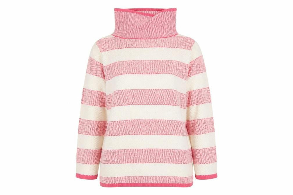 Laura Ashley Women's Pink Roll Neck Striped Jumper