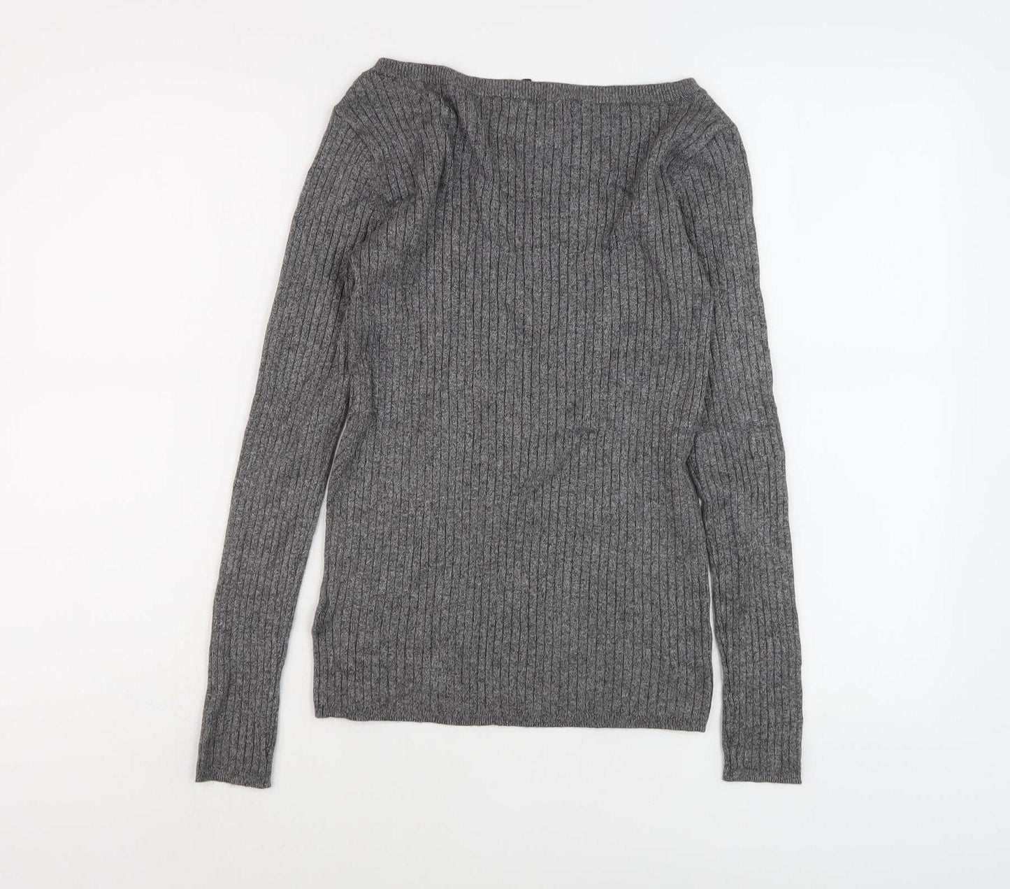 Marks and Spencer Women's Grey Boat Neck Pullover Jumper Size 8