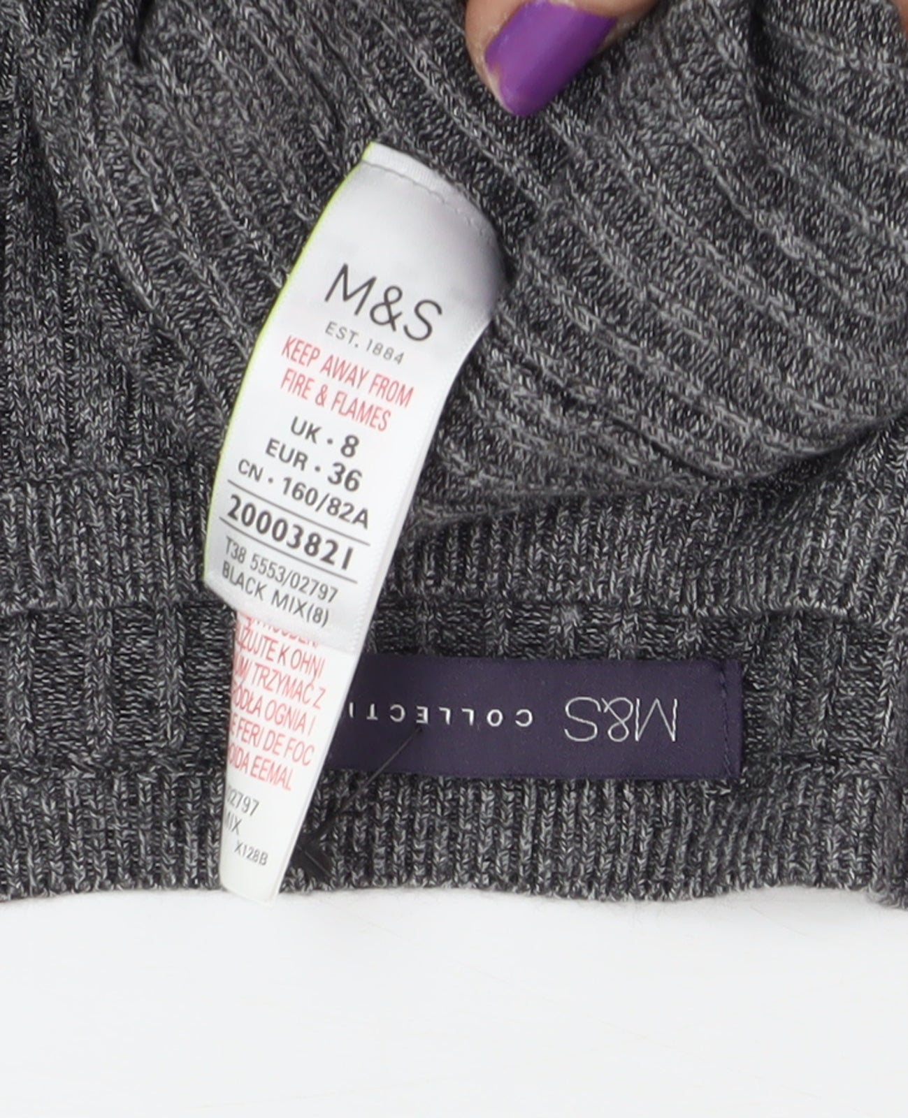 Marks and Spencer Women's Grey Boat Neck Pullover Jumper Size 8