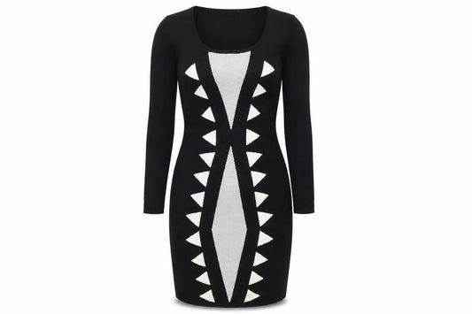 Quiz Women's Black Geometric Dress, Size 12