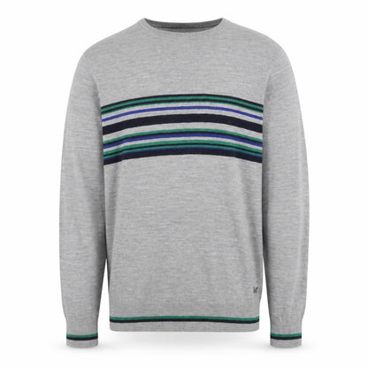 Front view of Crew Clothing Grey Striped XL jumper