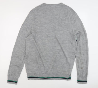Back view of Crew Clothing Grey Striped XL jumper