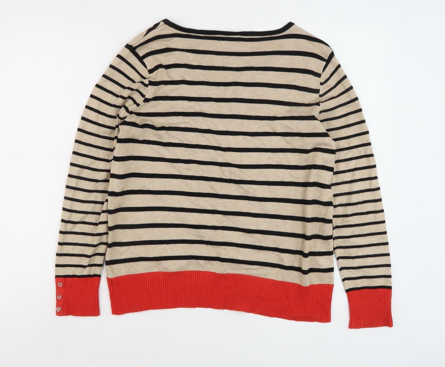 Mango Women's V-Neck Striped Pullover Jumper Size 16