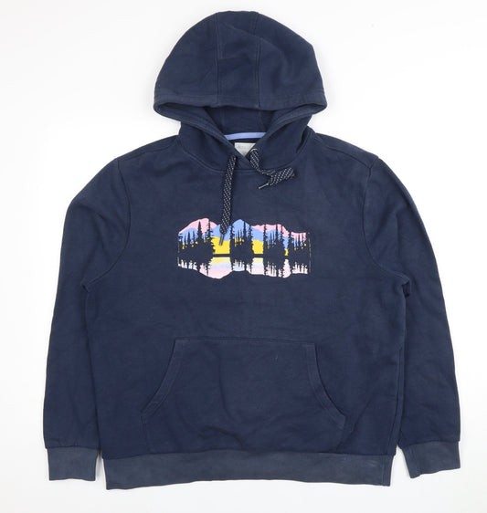 Marks and Spencer Women's Blue Graphic Hoodie Size 14