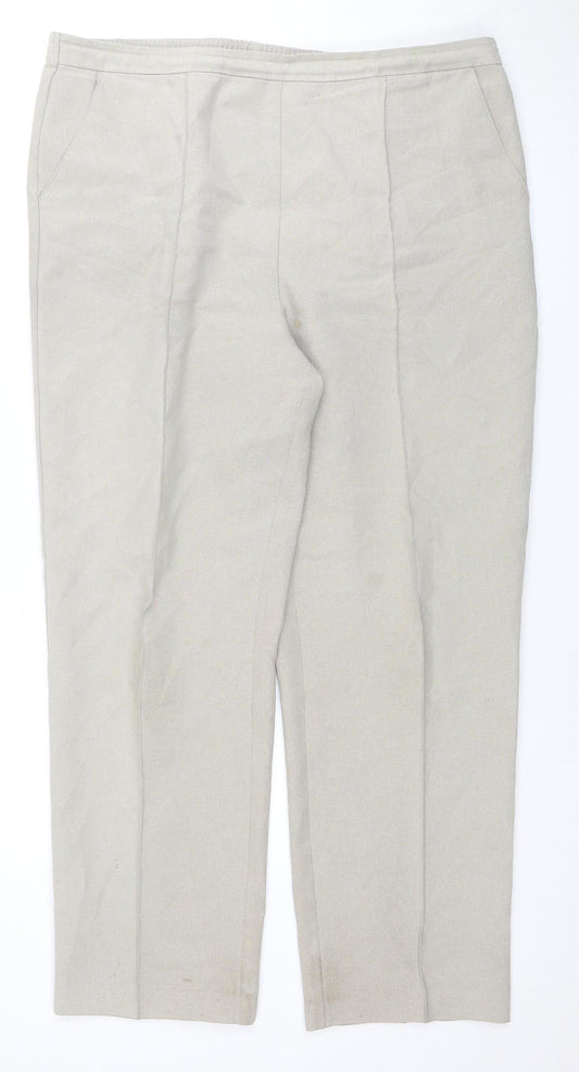 Isle Women Beige Straight Trousers Size 16