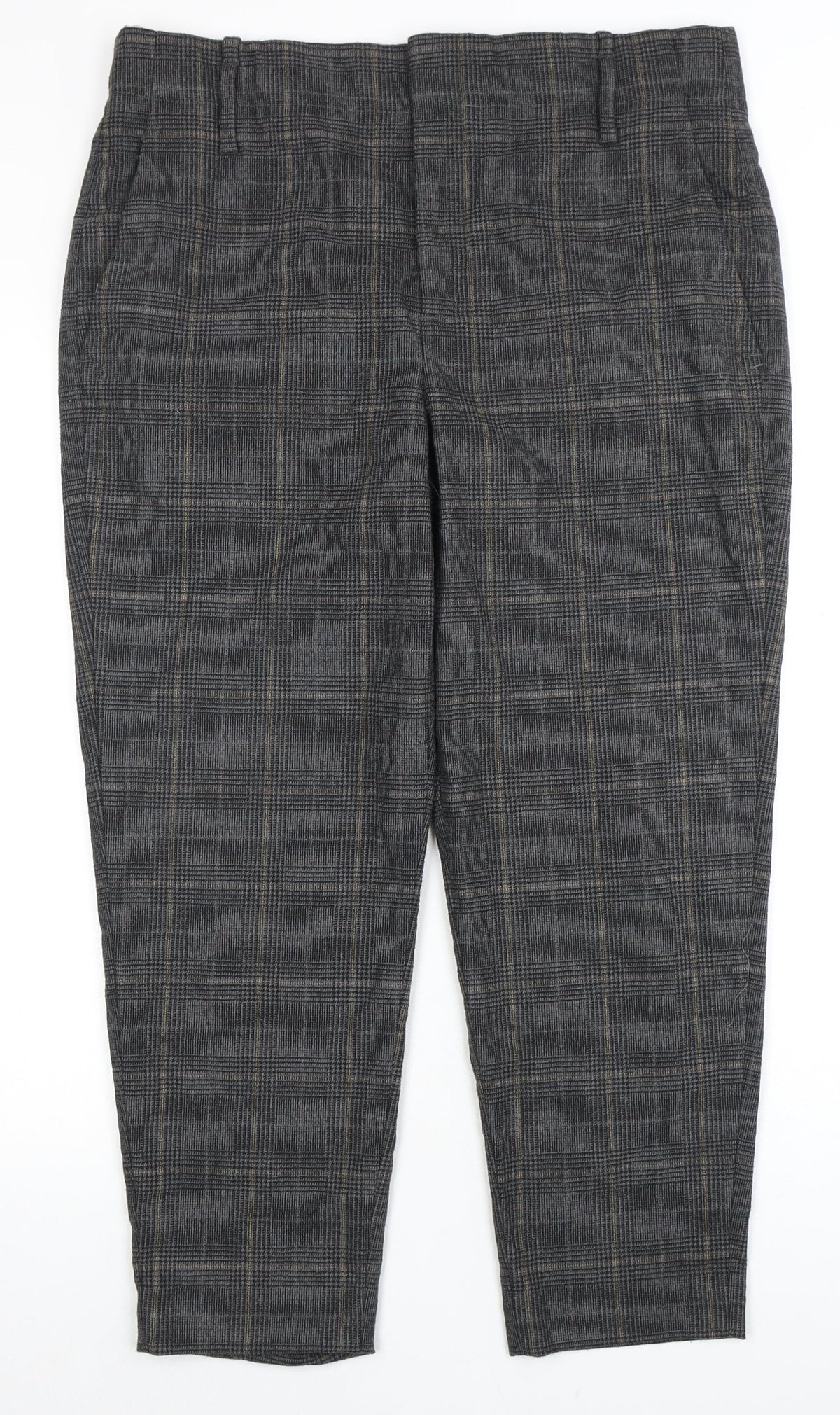 Zara Woman Grey Plaid Trousers for Women Size L