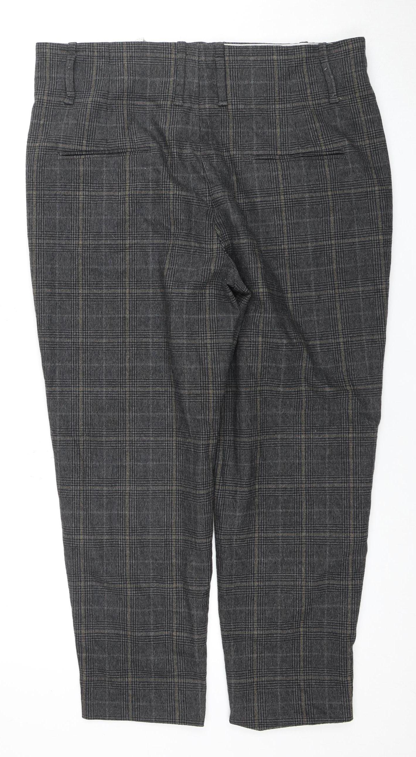 Zara Woman Grey Plaid Trousers for Women Size L