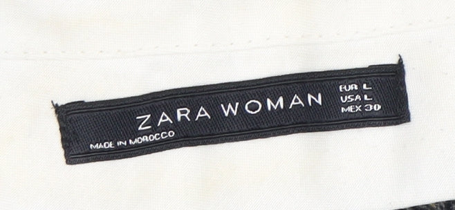 Zara Woman Grey Plaid Trousers for Women Size L