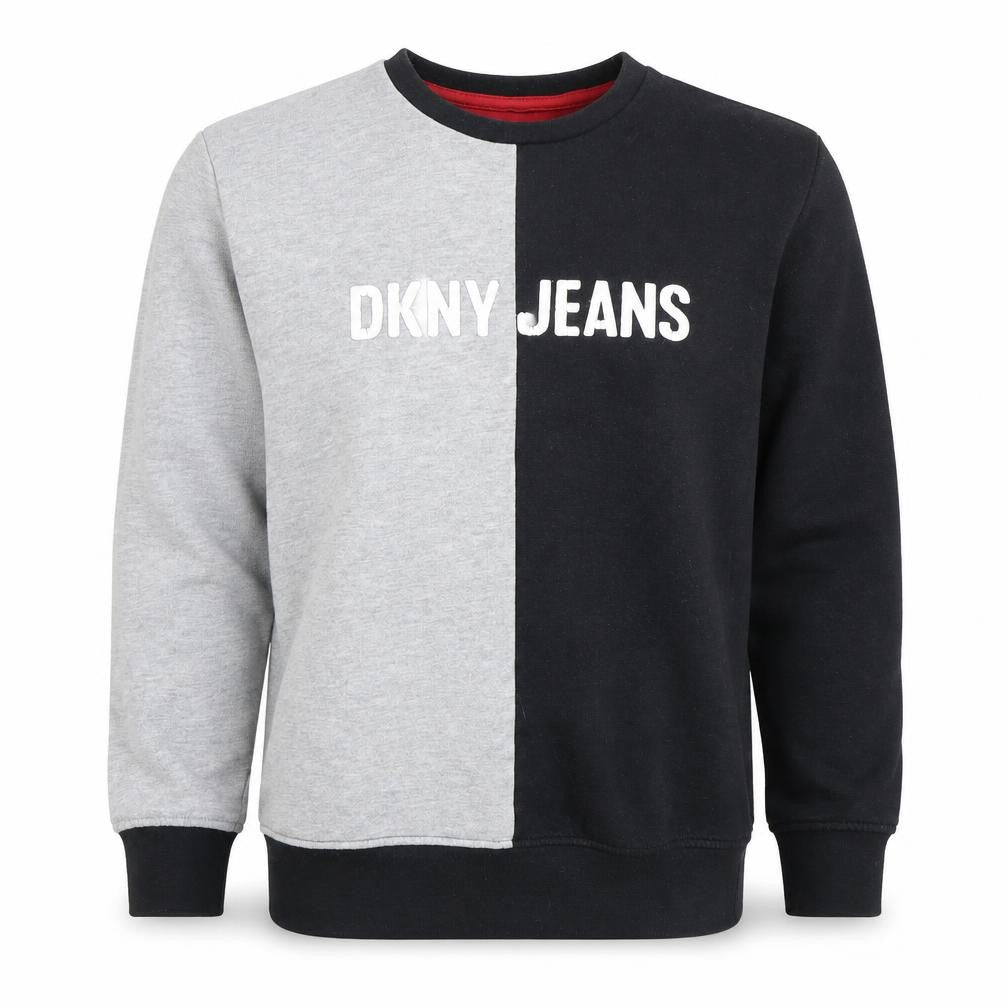 DKNY Boys Black Grey Logo Pullover Sweater Size 12