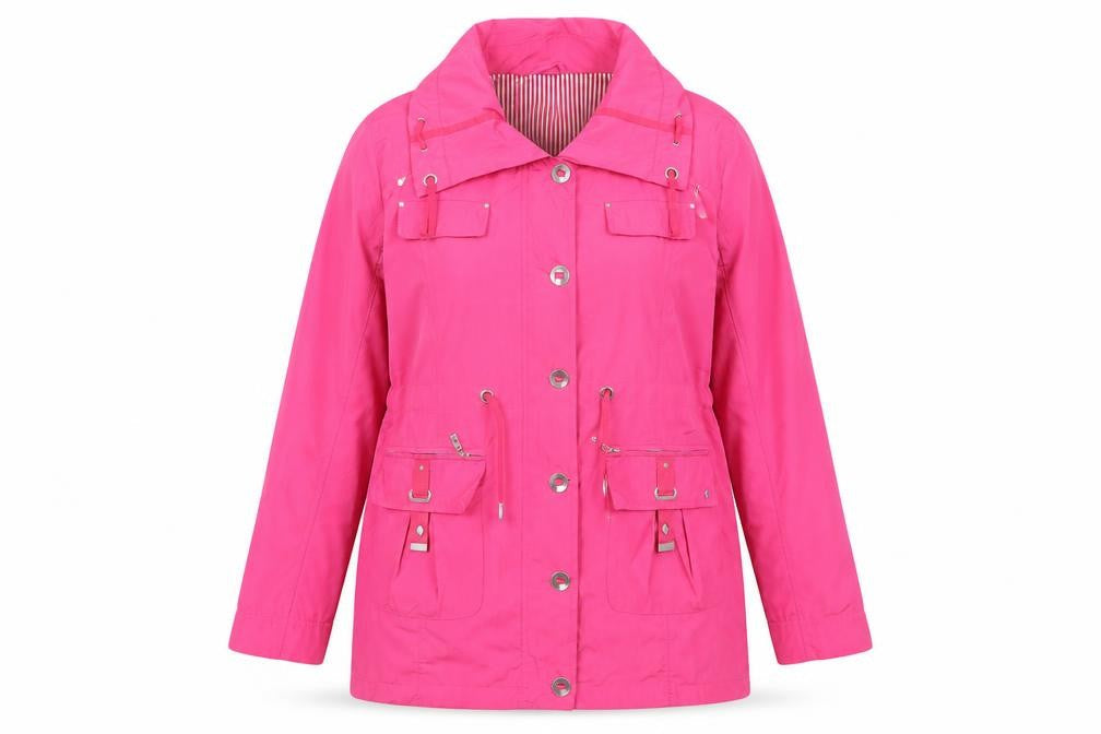 Jessica Graaf Women's Pink XL Rain Coat, Drawstring, Pockets