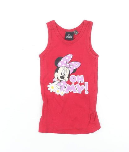 Front view of Disney girls’ red minnie mouse tank 18-24 months