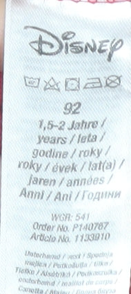 Close-up detail of Disney girls’ red minnie mouse tank 18-24 months