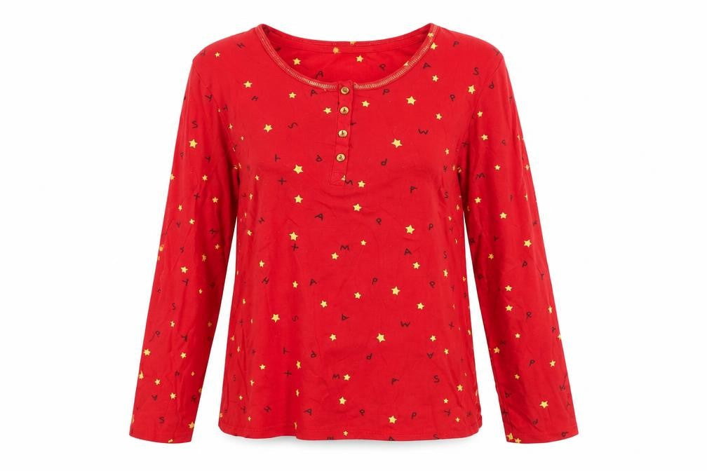 Laura Ashley Women's Red Star Pyjama Top S