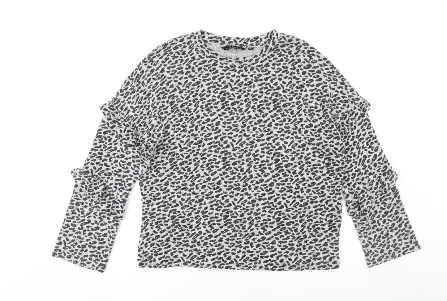 Dorothy Perkins Women's Grey Animal Print Long Sleeve Top