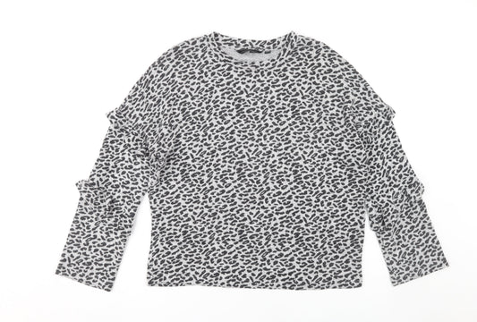 Dorothy Perkins Women's Grey Animal Print Long Sleeve Top