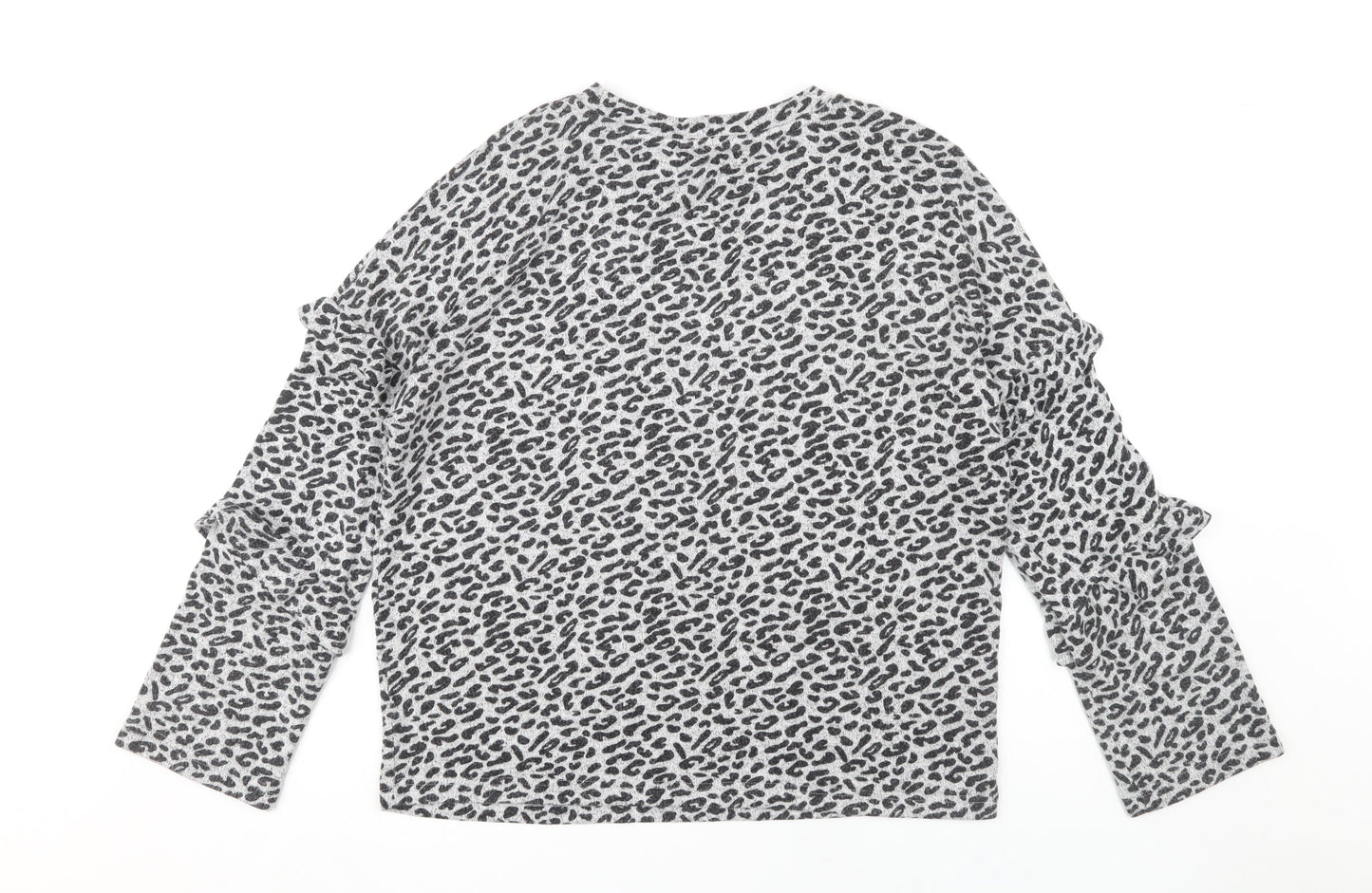 Dorothy Perkins Women's Grey Animal Print Long Sleeve Top