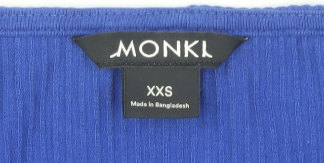 Monki Women's Blue Long Sleeve Knit T-Shirt 2XS