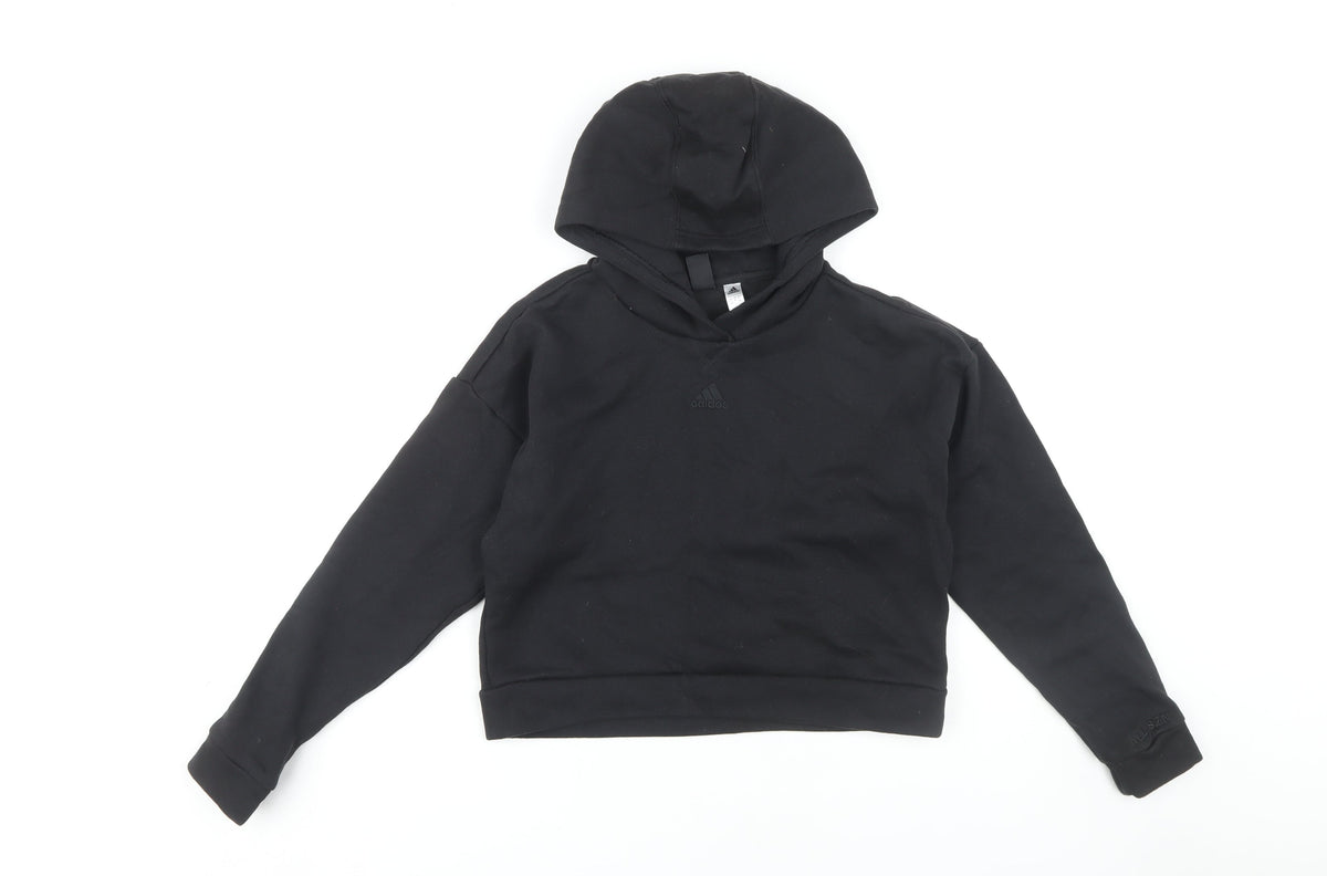 Adidas Girls Black Pullover Hoodie 11-12 Years