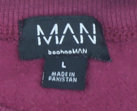 boohooMAN Men's Red Crew Neck Pullover Sweatshirt L